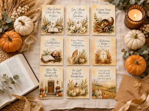 Religious Thanksgiving Cards, 18 Christian 5x7 Cards with Envelopes