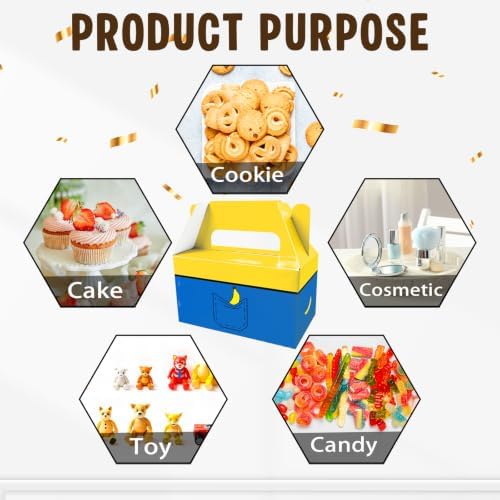 BGFMVS 12 Pack Yellow Blue Banana Pocket Party Favor Boxes Candy Treat Bags