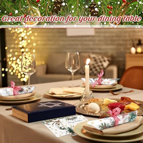 Fulmoon 60 Pcs Christmas Cocktail Paper Napkins Disposable Elegant 4 Style
