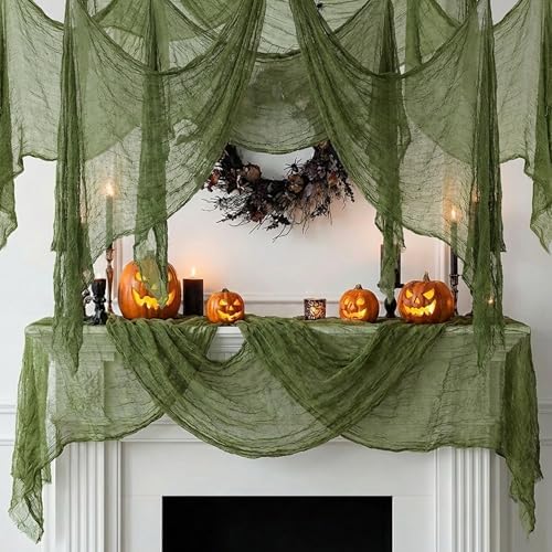 400"x85" Halloween Dark Green Creepy Cloth, Oversize Halloween Cheese Cloth