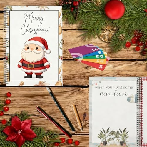 Christmas Gift Card Book for Adults, Merry Christmas Gift Cards, 5x7 Color Spiral Bound Card Book- Surprises On Every Page, DIY Personalized Xmas Gifts for Family, Friends, Students