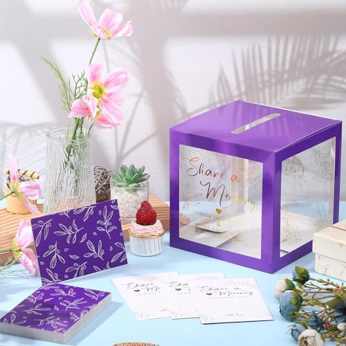 Pajean 50 Pcs Greenery Share a Memory Card, Celebration of Life Cards Box
