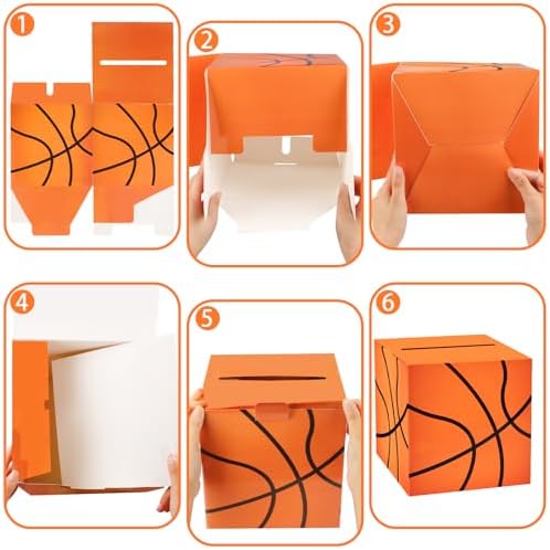 Basketball Card Box Sports Party Favors Post Box Cardboard Receiving Money Holder for Basketball Theme Wedding Reception, Baby Showers, Anniversary, Birthday Party, Table Centerpiece Decorations