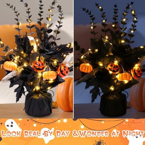 Pinkunn 2 Pack Halloween Centerpiece for Table, Halloween Tree Decoration