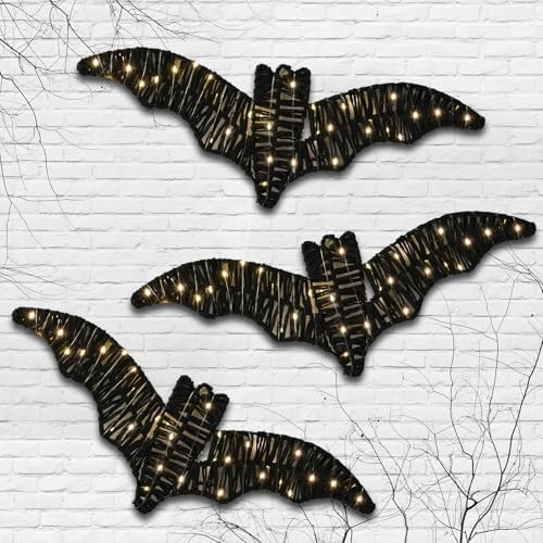 3 Pack Halloween Decorations Indoor Bat Wall Decor with Batteries Included