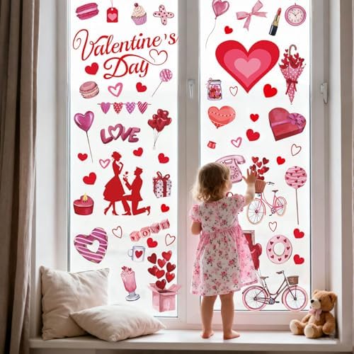 Valentines Day Window Clings for Glass Windows, Valentine's Day Decorations