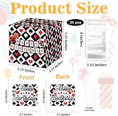 Casino Birthday Party Gifts, Poker Happy Birthday Money Gift Box, Las Vegas Money Gift Box for Cash, Casinos Party Decorations, Casino Poker Money Box, Casinos Theme Party Decorations for Man Women