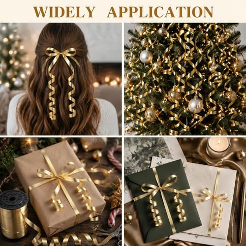 TONIFUL 250 Yards Champagne Gold Curling Ribbon 10mm Wide Balloon String