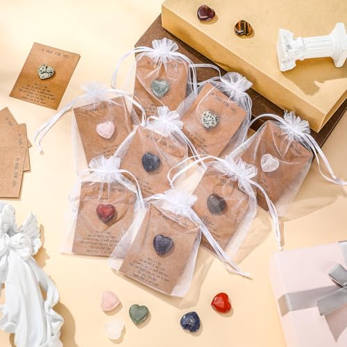 Motiskyy 40 Sets Pocket Hug Token with Heart Stones Cards, Small Gift Bulk