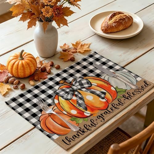 Place Mats Set of 4 12x18 inch (Buffalo Pumpkin, 12"x18")