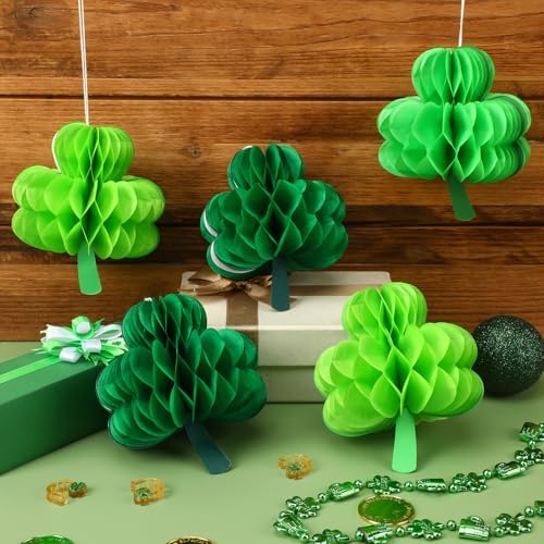 JULMELON 18Pcs St Patricks Day Hanging Decorations Honeycomb Shamrock