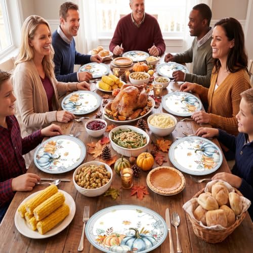 25Pcs Thanksgiving Oval Paper Plates Large Fall Disposable Plates10" x 12"