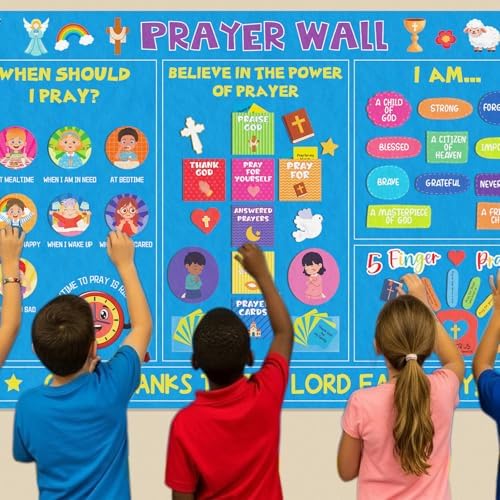 Cinrobiye Christian Prayer Wall Felt Board Kit, Bible Prayer Bulletin Board with Prayer Request Cards, Reusable Church Prayer Wall Decorations for Bible Study, Worship, Prayer Room Home Decor