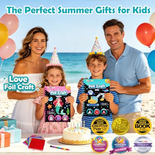 FUNNYB&G Foil Art Craft Kit for Kids, Sparkly Birthday Gift Toy for Boys