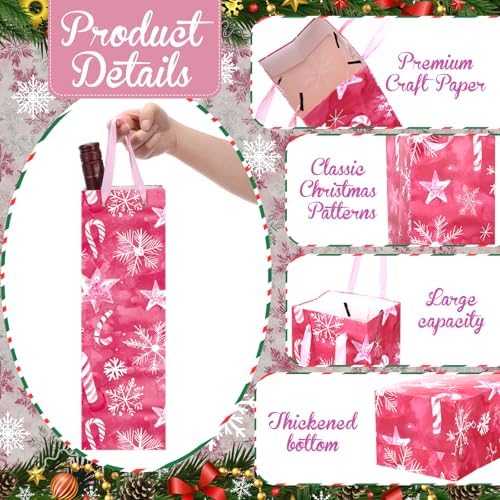 TaoBary 12 Pcs Christmas Wine Bags with Handles, Stylish