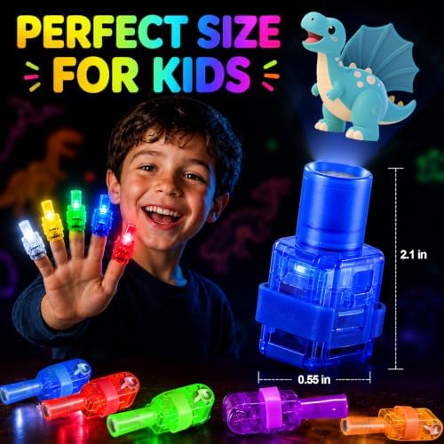 40PCS Dinosaur Party Favors for Kids, LED Light Up Finger Lights Glow in The Dark Toys - Dino Theme Birthday Party Supplies, Goodie Bag Fillers, Classroom Prizes, Pinata Stuffers for Boys Girls