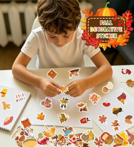 Fall Stickers,Thanksgiving Stickers for Kids,Non-Repeating Sticker for Kids