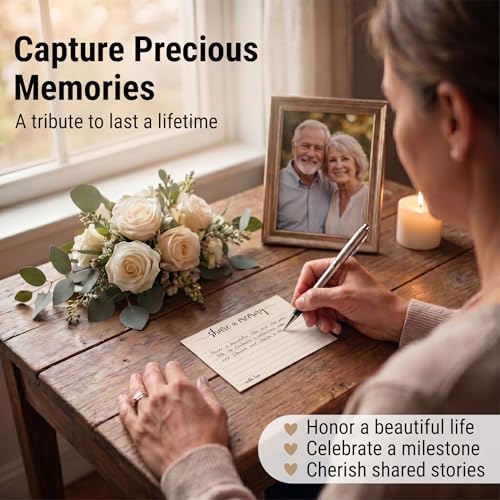 321Done Share a Memory Cards for Celebration of Life, 4x6, Set of 50, Tan