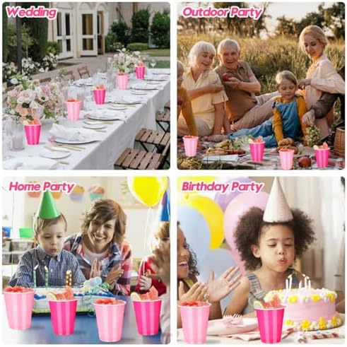 Vumdua Pink Plastic Cups Disposable Cups, 12 oz Plastic Party Cups for Bachelorette Party, Valentine's Day, Wedding, Birthday Party Supplies (Hot Pink, Light Pink), Pack of 40