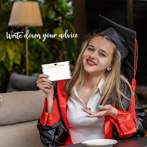 30 Pcs Graduation Advice Cards - 4" x 6" Double Sided Black Gold Graduation Wish Cards For College High School Grads - Share A Memory Or Words Of Advice Grad Party Celebration Supplies - A05