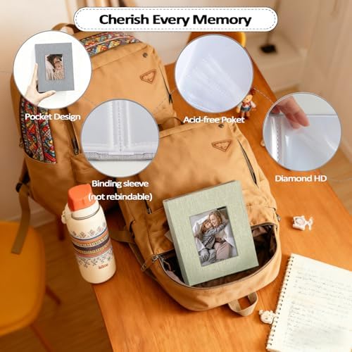 Popotop 2 Pack Photo Album 4x6 Pictures, Small Linen Slip-in Photo Albums Book for 80 Photos with 40 Pockets, Birthday Gifts for Women Mom Family Baby