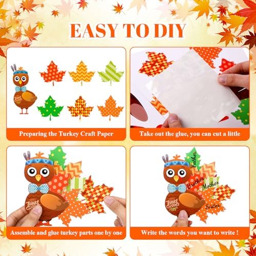 BBTO 36 Sets Thanksgiving Turkey Craft Kit Fall Craft, Cute Style