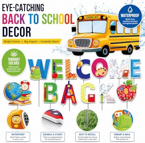 Back to School Yard Signs - 15 Pcs Welcome Back to School Sign
