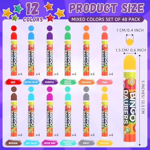 Crtiin 148 Pack Bingo Cards Dot Daubers Set 4.72 x 5.12" Kids Game