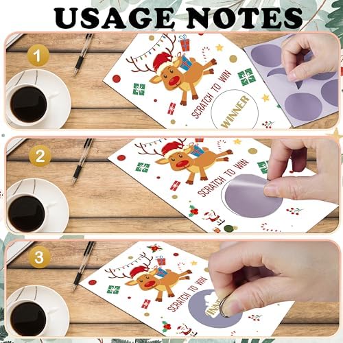 Christmas Scratch Off Game Cards, Christmas Party Game Cards, Reindeer Festive Raffle Games Prizes for Adults Groups, 50 Pcs Xmas Winter Holiday Activities Supplies Decorations -A04