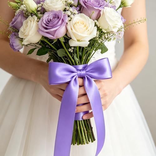 1In 30Yards Violet Satin Ribbon for Flower Bouquet Birthday Wedding Party