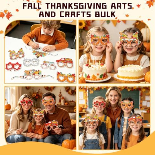 32Pcs Fall Thanksgiving Craft Bulk Coloring Glasses DIY Arts Kit for Kids