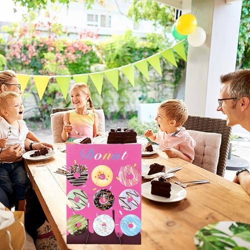 Pink Wood Donut Wall Display Stand Reusable Doughnut Board Holder Donut Party Supplies for Parties, Weddings, Birthdays, Dessert Table Decoration