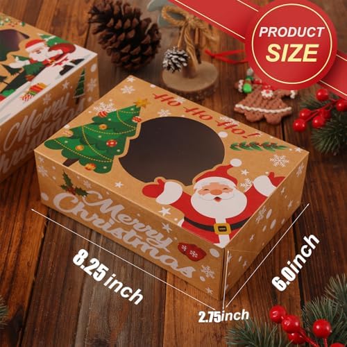 Christmas Cookie Boxes, Brown Kraft, 24 Pack, 8.25"x6"x2.75"