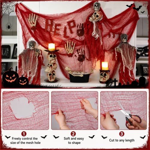 Halloween Creepy Cloth Red 79 X 315 in, Spooky Scary Gauze for Home Decor