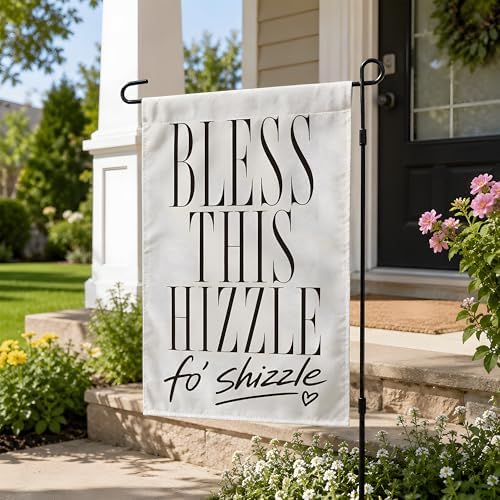 Bless This Hizzle fo’ Shizzle Garden Flag - Double Sided Welcome Garden Flags | Fall Decor Accessories for Garden Yard Porch Patio Lawn Outdoor Outside Decorations