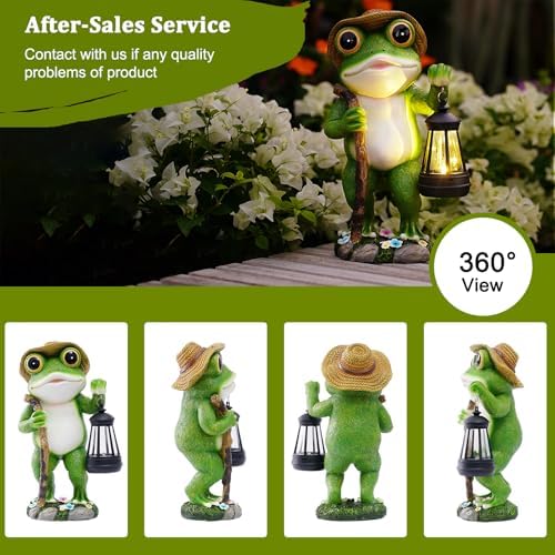 twinbling Solar Frog Garden Decor with Lantern Frog Statue