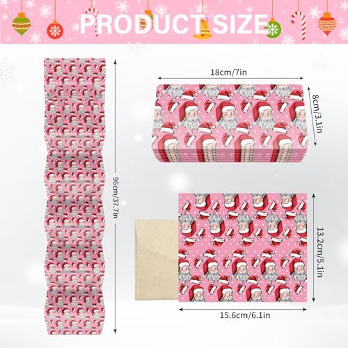 ysmile Christmas Cash Gift Envelope 11 Slot Xmas Holiday Money Holder with Greenting Card for Surprise - Pink Santa