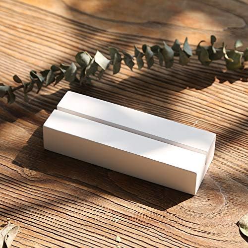 UNIQOOO 5 Pack 4" White Wood Stands for Wedding Acrylic Sign, Wood Table Number Holders for 1/8 Thick Acrylic Sheets | Wedding Display Stand, Card Holder for Bar Menu, Retail Sign, Party, Event