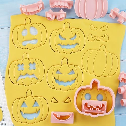 10 Pcs Mini Pumpkin Face Cookie Cutters DIY 3D Halloween Cookie Stamps