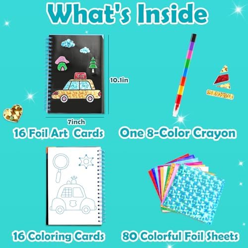 FUNNYB&G Foil Art Craft Kit for Kids, Sparkly Birthday Gift Toy for Boys
