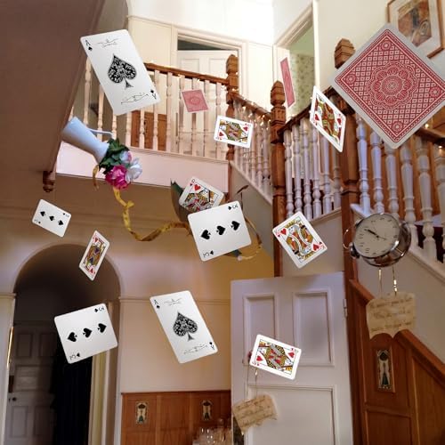 Xinnun 8 Pcs Wonderland Tea Party Decorations Fairytale Poker Cards Garland