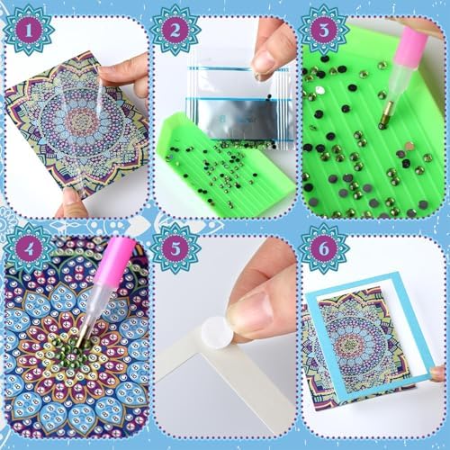 Saillong 24 Pcs Mandala Mini Diamond Painting Kits with Frames Set