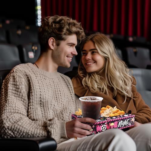 48 Pcs Valentine's Day Party Supplies - Movie Night Paper Snack Trays & Decorations - Heart Love Party Favors - Family Movie Popcorn & Drink & Candy Box