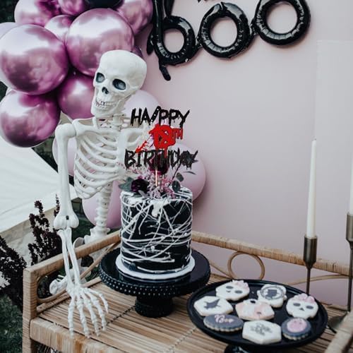 1 PCS Happy 18th Birthday Cake Topper Black Glitter Cheers to 18 Years Horror Blood Knife Have a Killer Birthday Cake Pick for Halloween Killer 18th Birthday Party Cake Decorations Supplies