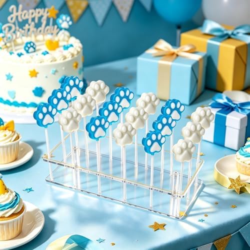 Cake Pop Stand 18 Holes Lollipop Display Stand，Clear Cake Pop Display Holder，Acrylic Candy Pop Holde for Sticks Under 0.2 inch (5mm) Diameter