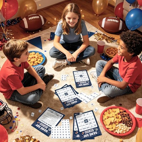 Football Bingo Game Cards - 24 Sheets, Blue