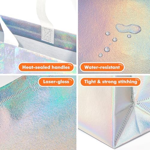 METAPRINT 15 Pcs Large Iridescent Gift Bags with Handles, 13x5x11 Inch
