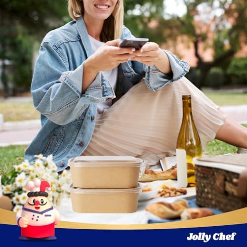 JOLLY CHEF 50 Pack Paper Food Container with Lid 25 oz Meal Prep Containers
