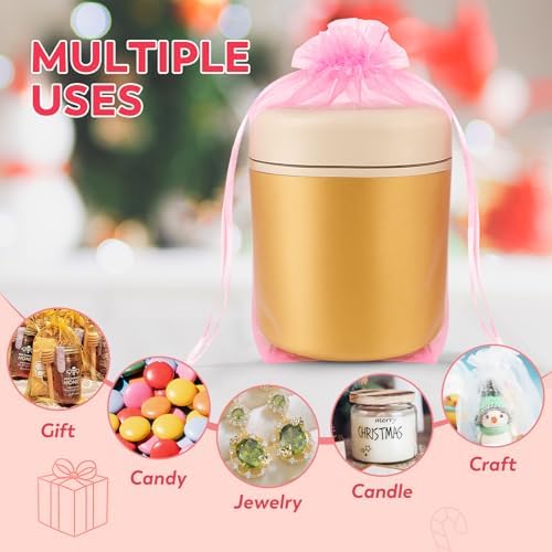 Crweety 50Pcs Large Hot Pink Organza Bags 6x9, Small Mesh Gift Bags