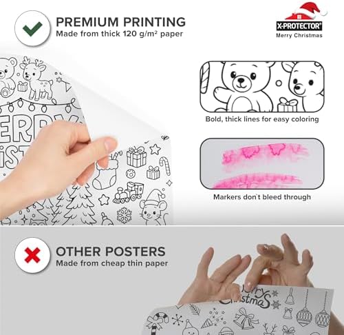 X-Protector Giant Christmas Coloring Poster - 75"x30" Large Coloring Sheets